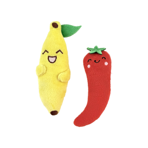 Fog City Pet Spicy Pepper & Banana Duo Plush Catnip Cat Toys, 2-Pack